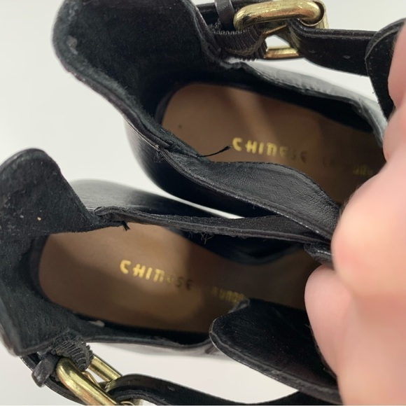 Chinese laundry ankle booties 5.5 36 Bizarre black leather buckle chunky boots - Picture 11 of 12